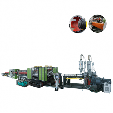 HDPE / PP / PVC horisontal type dobbelvegg korrugerte rør ekstruderingslinje